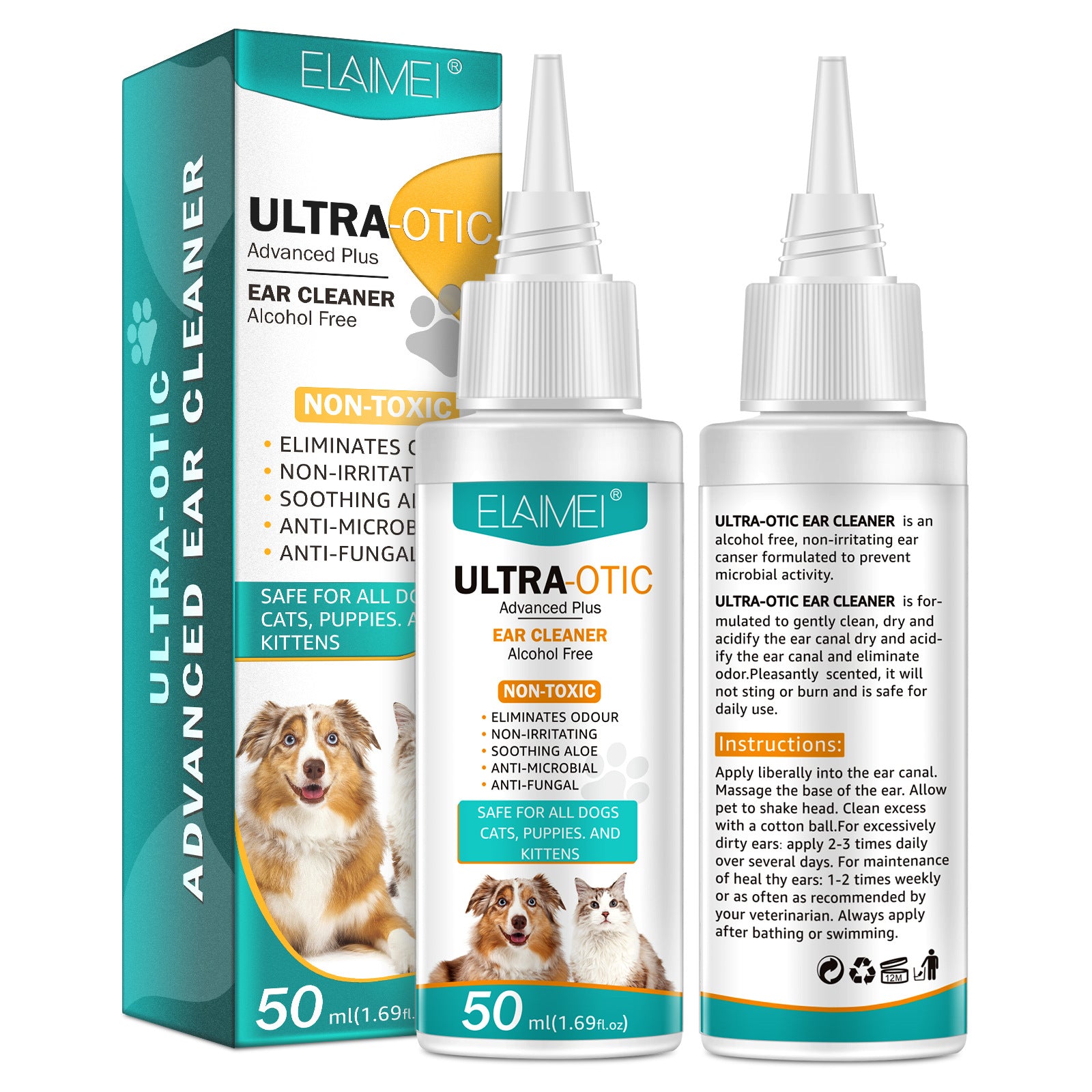 Pet Ear Cleaner 50ml – Gentle Ear Cleaning Solution for Dogs & Cats UK