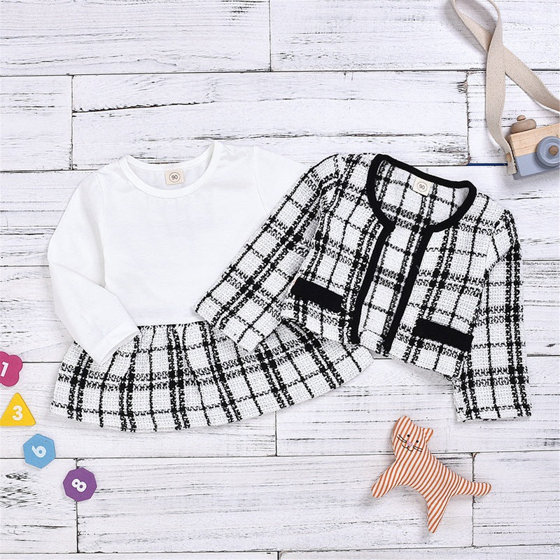 Girls Knitted Sweater & Mini Skirt 2-Piece Set – Toddler Plaid Outfit UK
