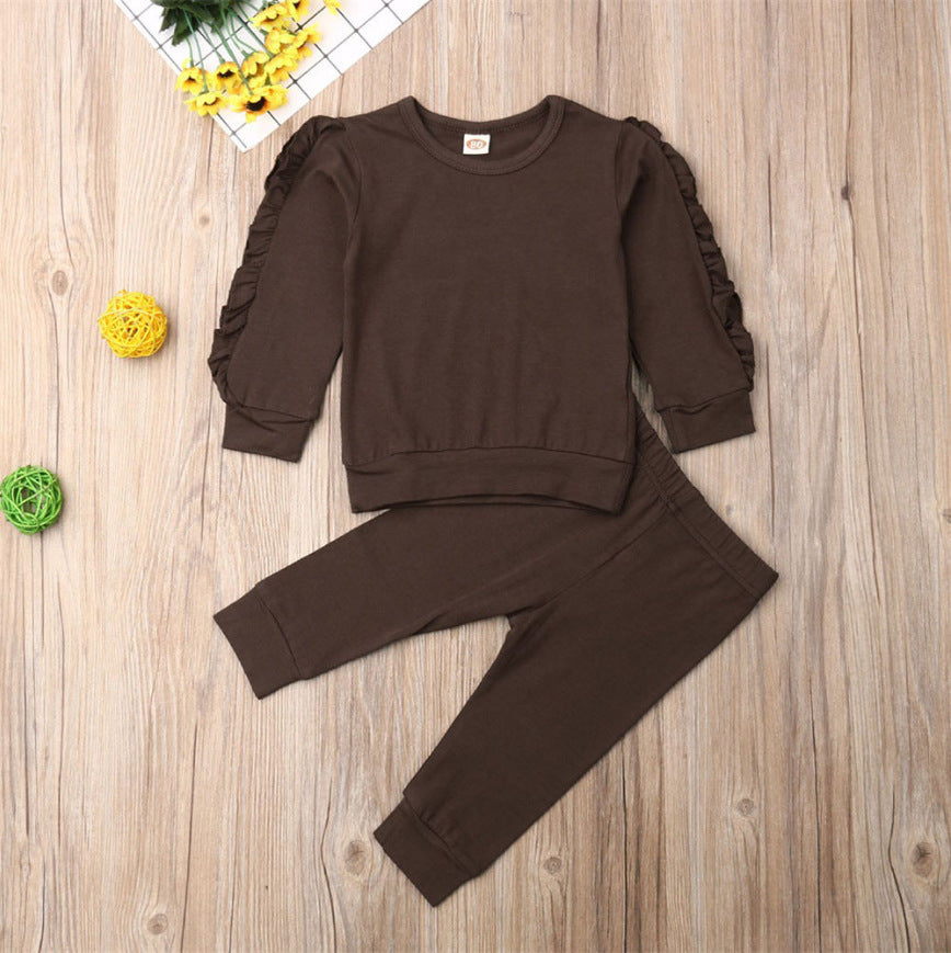 Newborn Baby Ruffles Jumper 2Pcs Set – Long Sleeve Sweatshirt & Pants UK