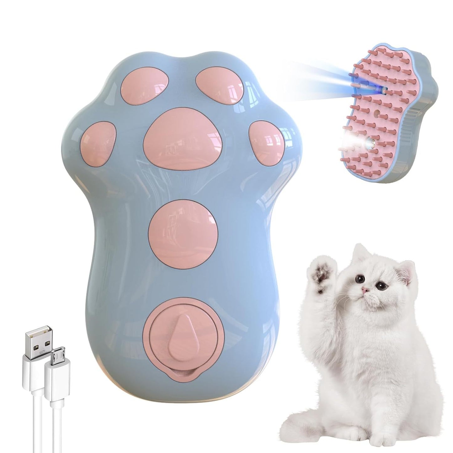 Self-Cleaning Cat Steam Brush For Shedding