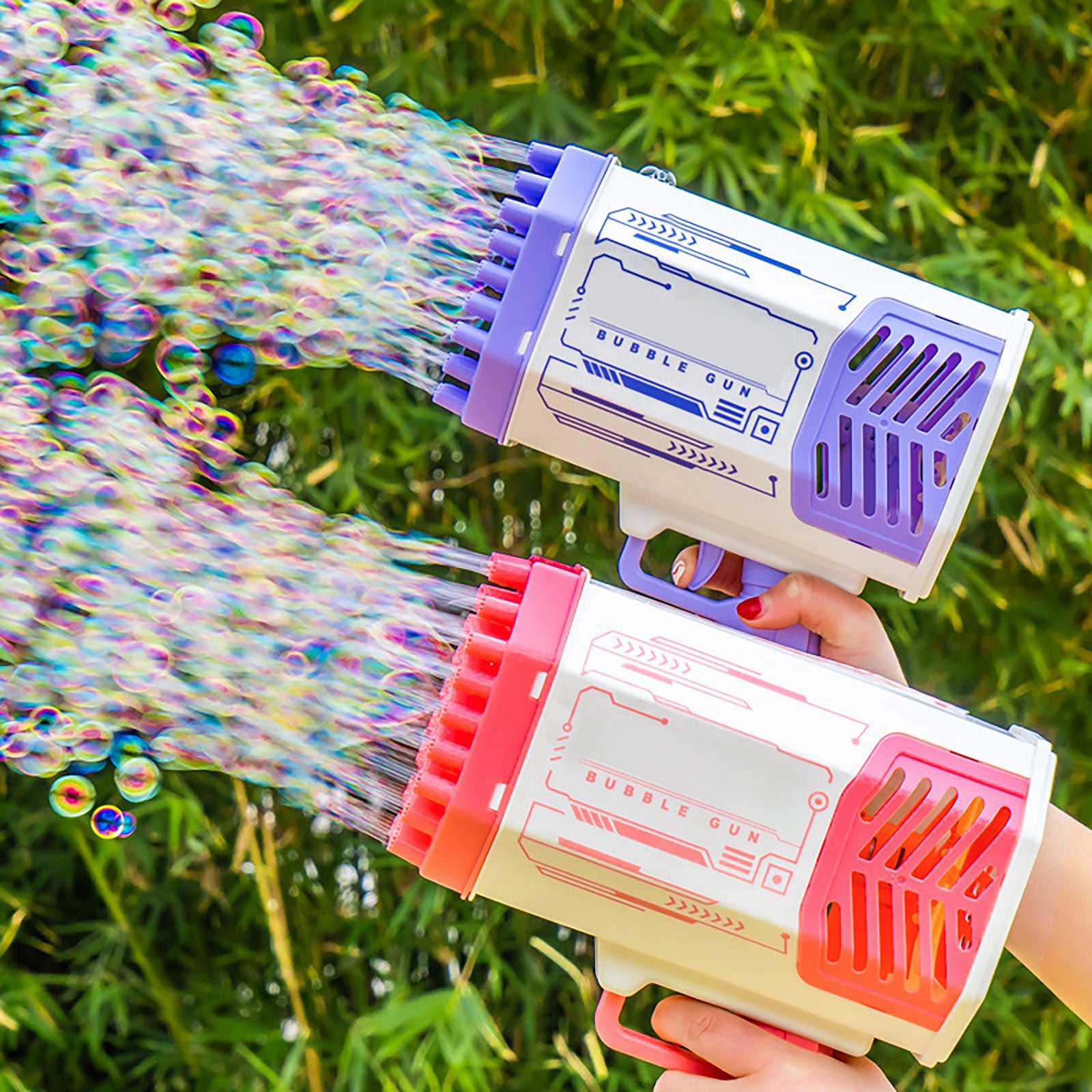 Bubble Gun Rocket – 69-Hole Automatic Bubble Blower with LED Lights UK