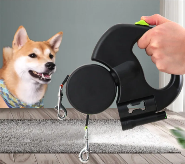 Auto Double Dog Leash – Retractable Dual Lead for Two Dogs UK