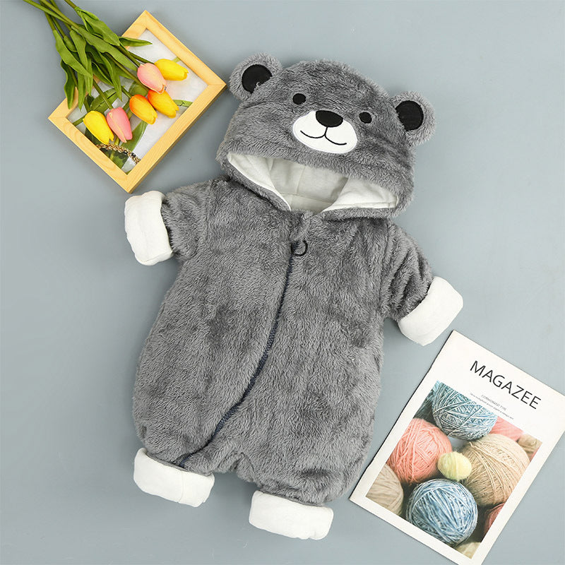 Cotton Baby Onesies Hooded Zip Romper – Warm Infant Jumpsuit UK