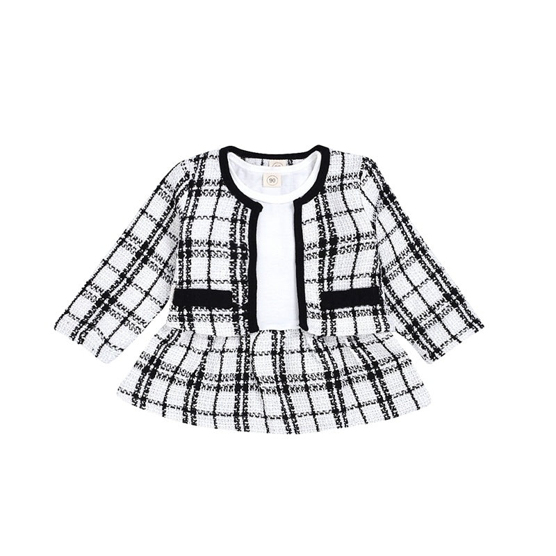 Girls Knitted Sweater &amp; Mini Skirt 2-Piece Set – Toddler Plaid Outfit UK