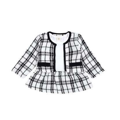 Girls Knitted Sweater &amp; Mini Skirt 2-Piece Set – Toddler Plaid Outfit UK