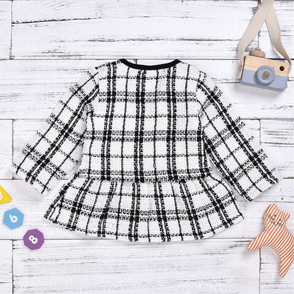 Girls Knitted Sweater &amp; Mini Skirt 2-Piece Set – Toddler Plaid Outfit UK
