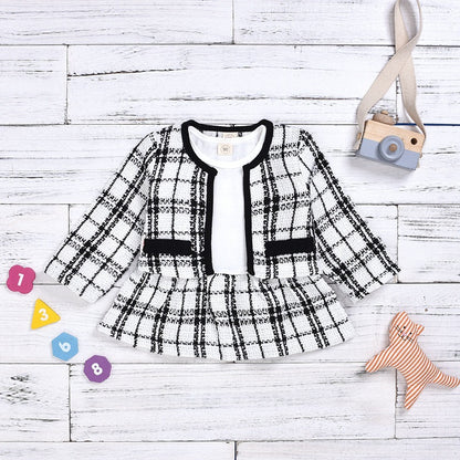 Girls Knitted Sweater &amp; Mini Skirt 2-Piece Set – Toddler Plaid Outfit UK
