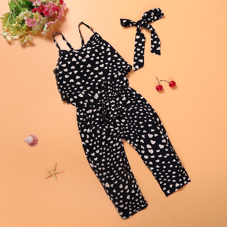 Girls Summer Polka Dot Jumpsuit – Kids Cotton Sleeveless Outfit UK