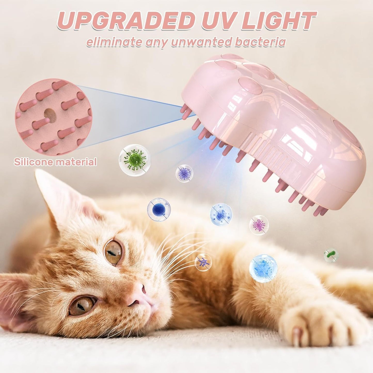 Self-Cleaning Cat Steam Brush For Shedding