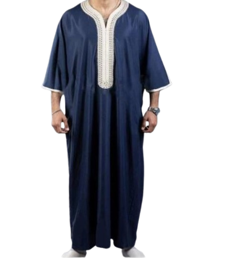Men’s Black Muslim Robe – Linen Long Shirt with Stand-Up Collar UK