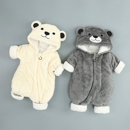 Cotton Baby Onesies Hooded Zip Romper – Warm Infant Jumpsuit UK