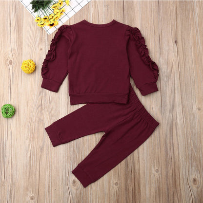 Newborn Baby Ruffles Jumper 2Pcs Set – Long Sleeve Sweatshirt &amp; Pants UK