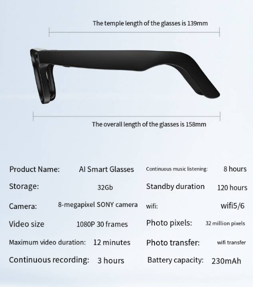 AI Camera Smart Glasses – HD Video, Voice Call &amp; Translation Glasses UK