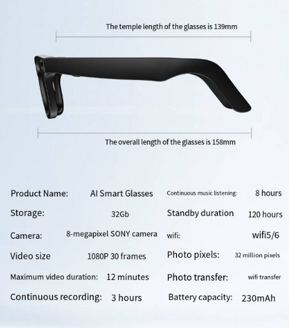 AI Camera Smart Glasses – HD Video, Voice Call &amp; Translation Glasses UK