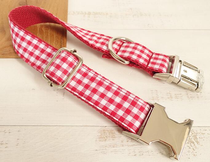 Red Plaid Dog Collar - Unique Pet Accessory by Muttco