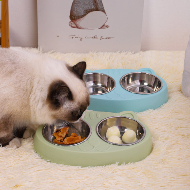 Pet Double Bowls, Stainless Steel Pet Food Bowl