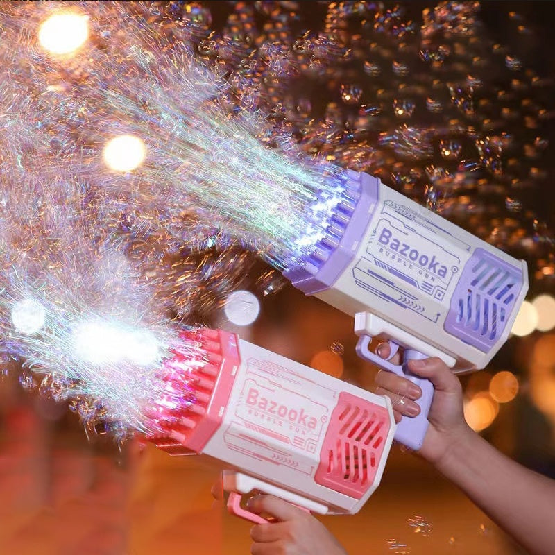 Bubble Gun Rocket – 69-Hole Automatic Bubble Blower with LED Lights UK