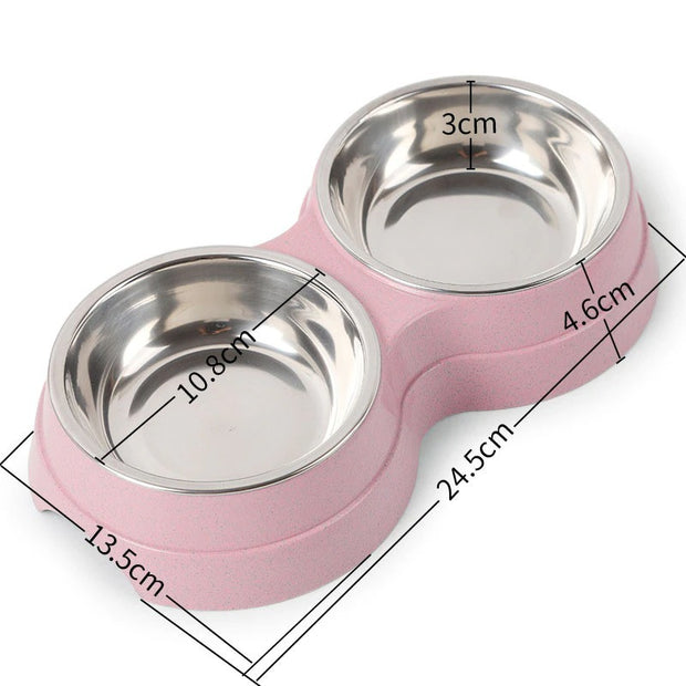 Double Pet Bowls Dog Food Water