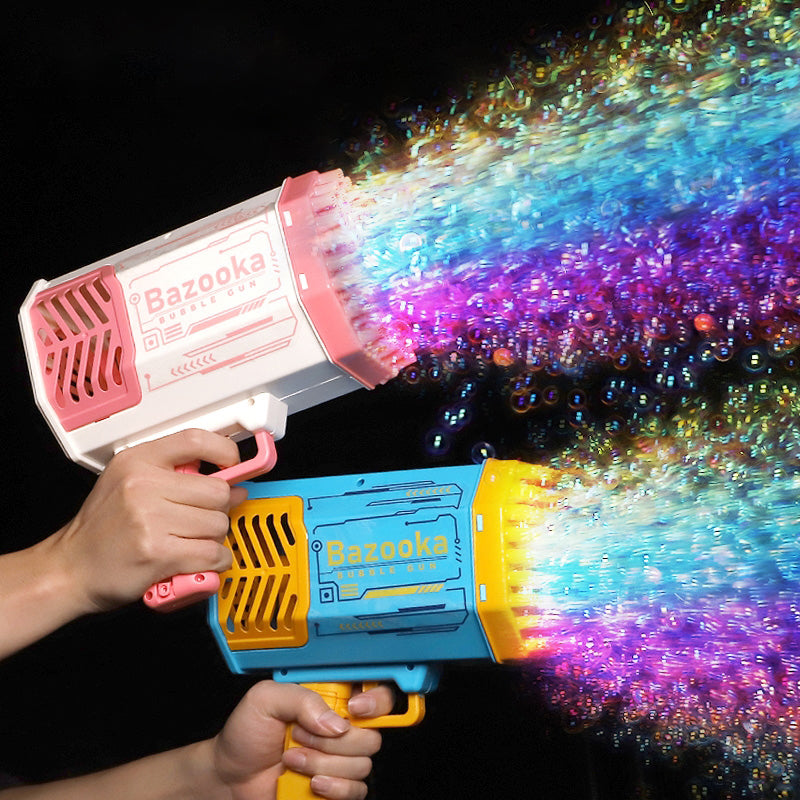Bubble Gun Rocket – 69-Hole Automatic Bubble Blower with LED Lights UK