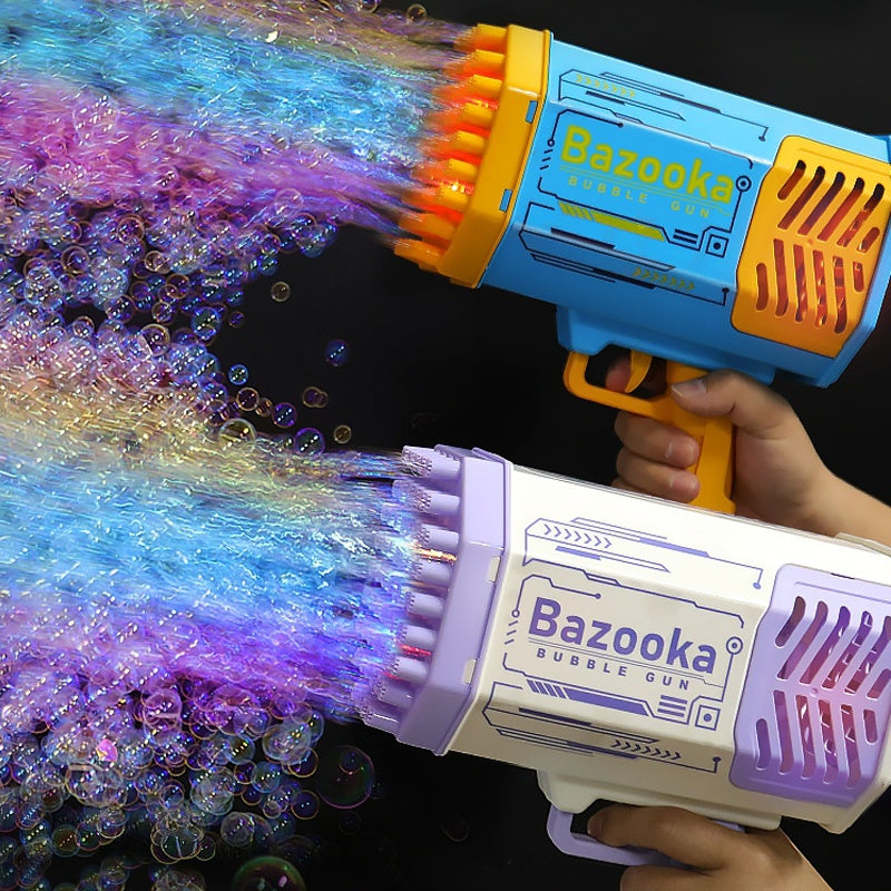 Bubble Gun Rocket – 69-Hole Automatic Bubble Blower with LED Lights UK