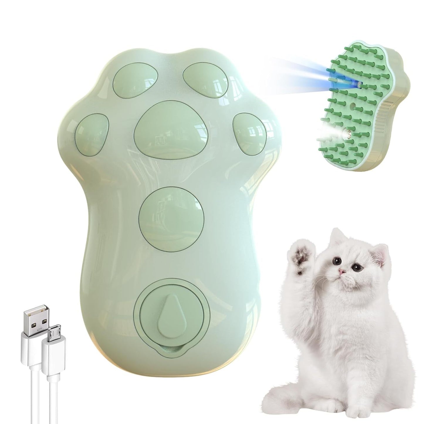 Self-Cleaning Cat Steam Brush For Shedding
