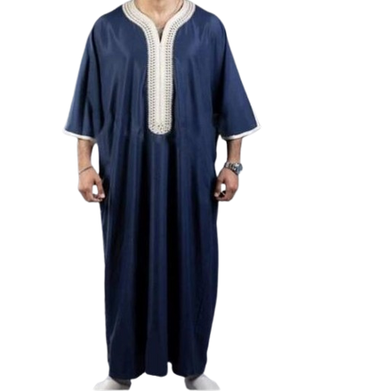 Men’s Black Muslim Robe – Linen Long Shirt with Stand-Up Collar UK