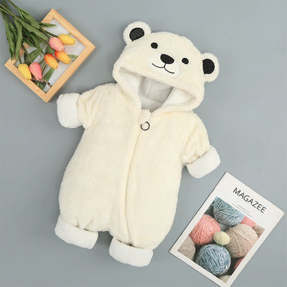 Cotton Baby Onesies Hooded Zip Romper – Warm Infant Jumpsuit UK