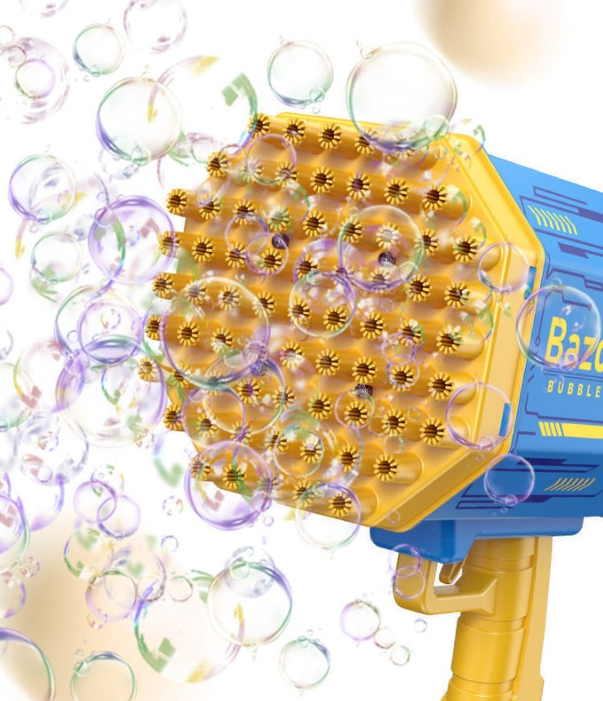 Bubble Gun Rocket – 69-Hole Automatic Bubble Blower with LED Lights UK