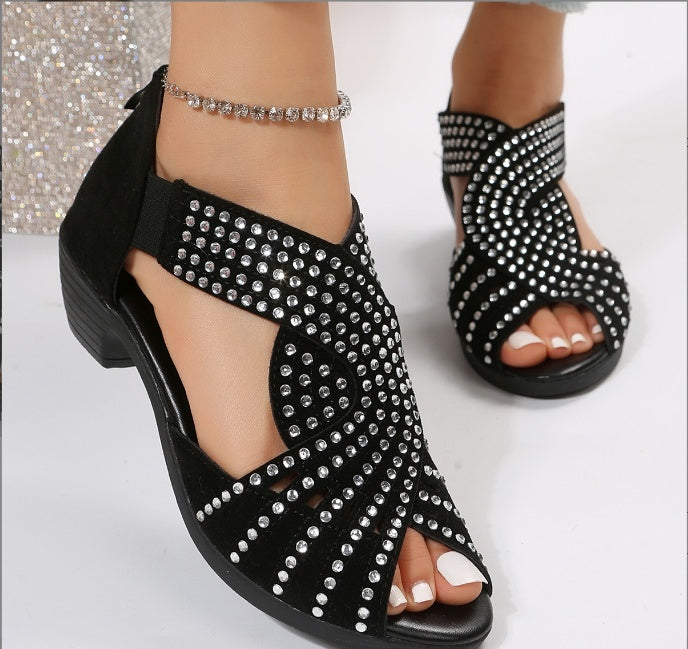 Women’s Large Size Casual Sandals – PU Leather Flat Shoes UK