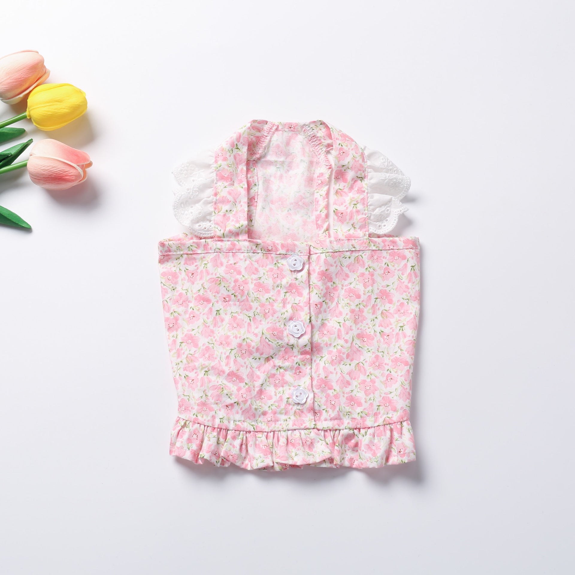 INS Wind Yellow Flowers Bichon Dog Skirt – Cute Floral Dress for Small Dogs