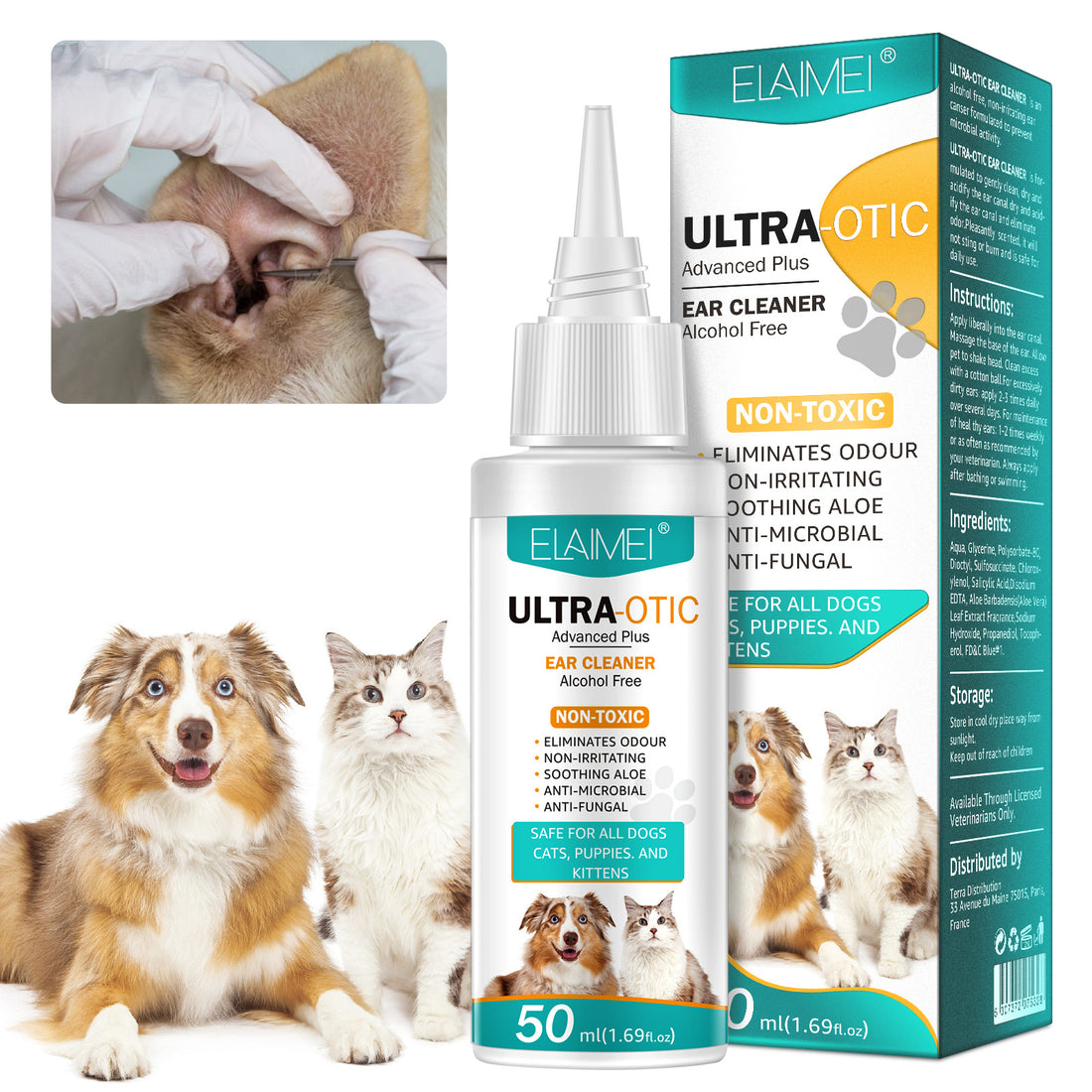Pet Ear Cleaner 50ml – Gentle Ear Cleaning Solution for Dogs &amp; Cats UK