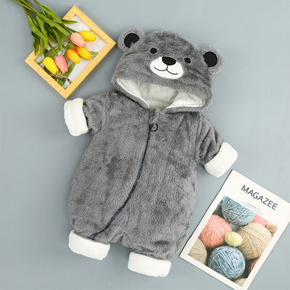 Cotton Baby Onesies Hooded Zip Romper – Warm Infant Jumpsuit UK